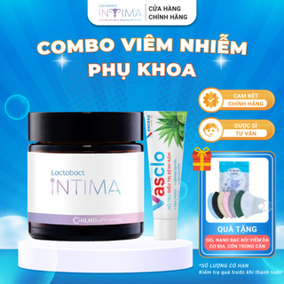 Combo men vi sinh phụ khoa lactobact intima + kem bôi phụ khoa vasclo - giảm viêm nhiễm, ngứa rát & nấm candida vùng kín