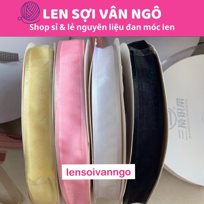 3.5m mét ruy băng voan viền lụa bản 2cm