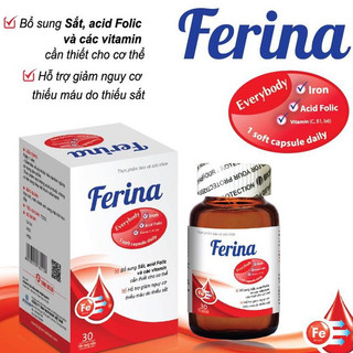 Viên sắt FERINA bổ sung Sắt, Acid Folic cho người thiếu máu, phụ nữ mang thai