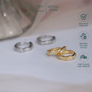 Khuyên tai bạc nữ TLEE tròn xoắn nạm đá cao cấp TLEE JEWELRY B0115