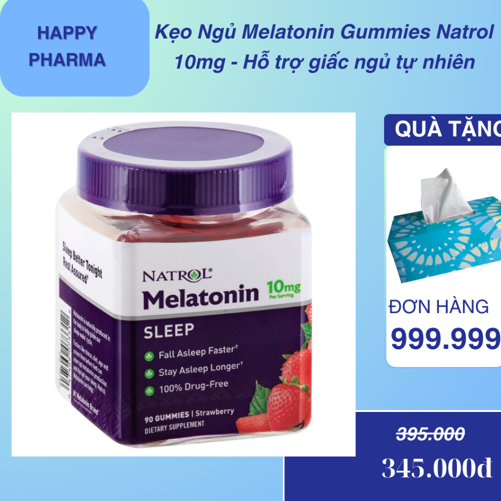 Kẹo Ngủ Melatonin Gummies Natrol 10mg - Hỗ trợ giấc ngủ tự nhiên