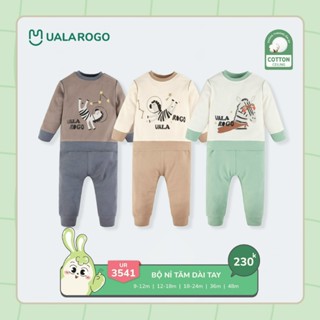 [CHÍNH HÃNG] Bộ quần áo dài tay nỉ tăm họa tiết trẻ em UR3641 Uala Rogo