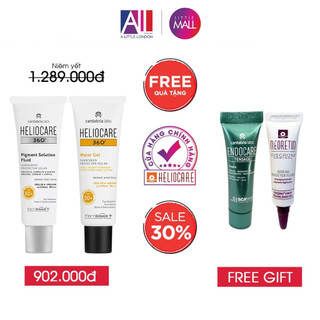 Kem chống nắng phổ rộng Heliocare 360 water gel, pigment solution, mineral tolerance fluid 50ml TẶNG Sample (Nhập khẩu)
