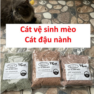 HN- Cát đậu phụ Tofu Vcat 3L Cát vệ sinh cho mèo làm từ bã đậu nành Hữu cơ hòa tan trong bồn cầu