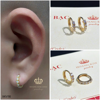 Bông tai bạc xi vàng 18K Hoàng Minh Châu Jewelry(XKV16 )nam nữ-khuyên tai tròn bạc S950 XI VÀNG 18K