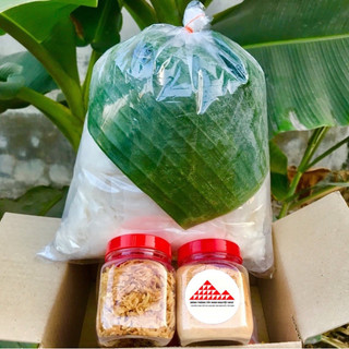 Combo 500g bánh tráng rìa phơi sương + 100g muối tôm nhuyễn+ 100g hành phi