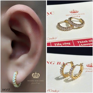 Bông tai bạc xi vàng 18K Hoàng Minh Châu Jewelry(XKV17)nam nữ-khuyên tai tròn bạc S950 XI VÀNG 18K