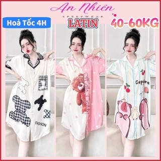 Đầm váy ngủ sơ mi lụa Latin cao cấp hot trend sang trọng chất bao mịn mát