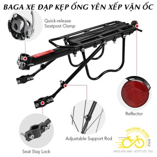 Baga xe đạp kẹp ống yên xếp vặn ốc - Có kèm cờ lê, lục giác