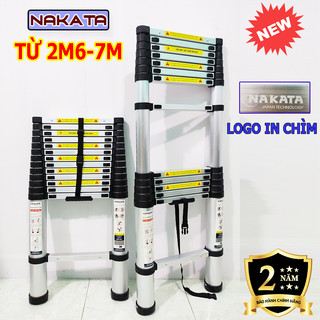 Thang nhôm rút đơn cao từ 2m6 đến 7m NAKATA New 2022, Bảo hành 2 năm