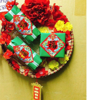 Mẹt tre phi 30 trang trí mô hình bánh trưng.bánh tét trang trí tết