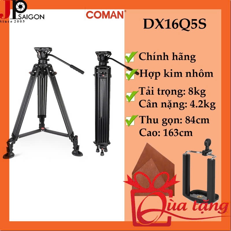 Chân máy quay Coman DX16Q5S Pro + Qùa tặng