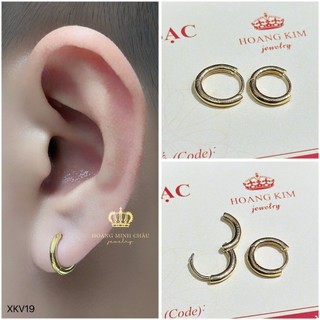 Bông tai bạc xi vàng 18K Hoàng Minh Châu Jewelry(XKV19 )nam nữ-khuyên tai tròn bạc S950 XI VÀNG 18K