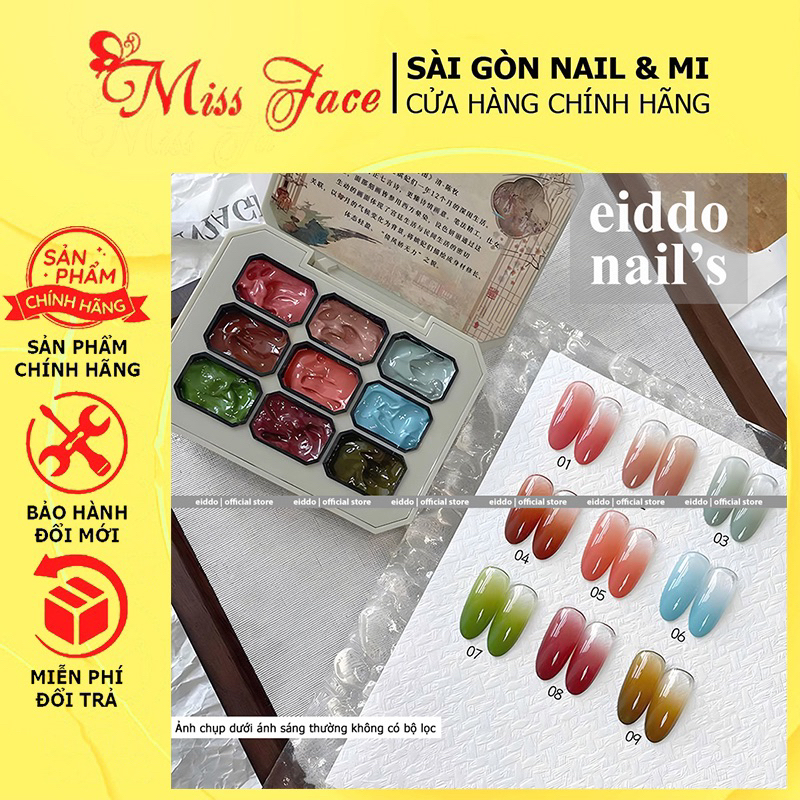 Khay gel dặm ombre EIDDO CAO CẤP 9 màu , gel nén dặm ombre mịn ( NNQ ) - Gel dặm ombre HOT