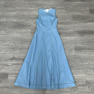 HIPU.VNXK - Đầm midi denim cổ tròn sát nách.