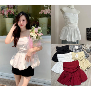 Áo Quây 2 Lớp Chun Lưng Chất Thô Mềm Cao Cấp Loại 1. Áo cúp ngực phối tùng bồng xòe cực Hot đủ màu