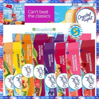 Gói To Bột Pha 2Lit Nước Trái Cây Không Đường Giải Khát CRYSTAL LIGHT Drink Mix Keto, Das, Low Carb, Eat Clean