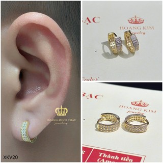 Bông tai bạc nam nữ Hoàng Minh Châu Jewelry (XKV20), thiết kế thanh lịch chuẩn bạc chính hãng