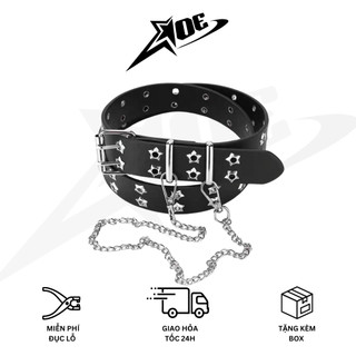 (Có sẵn) AOE STUDIO - Thắt lưng nam nữ Y2K chất da PU cao cấp phối khoen ngôi sao kèm dây xích phong cách Gothic