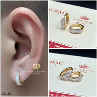 Bông tai bạc xi vàng 18K Hoàng Minh Châu Jewelry(XKV22 )nam nữ-khuyên tai tròn bạc S950 XI VÀNG 18K