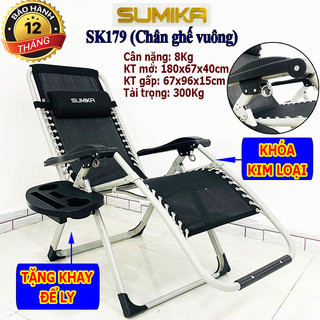 Ghế gấp xếp thư giãn đa năng SUMIKA 179, 179A, 179A NEW, 179 NEW (tặng khay đựng ly)