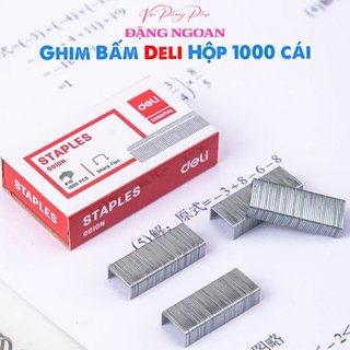Ghim Dập Tài Liệu Số 10 Deli - Hộp Ghim Bấm 1000 cái - 1 hộp - E0010N - VPP Đặng Ngoan