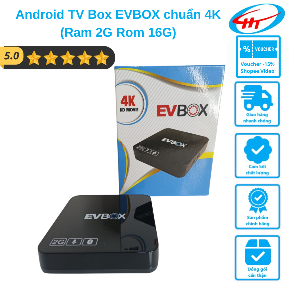 Android TV Box EVBOX chuẩn 4K (Ram 2G Rom 16G) Kết nối Bluetooth