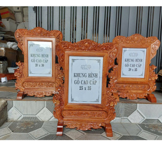 Khung ảnh thờ gỗ hương đá chạm khắc hoa mai kích thước 20x30 cm và 20 x 25 ,25x35 và 30x40 cm