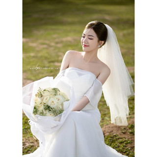 Lúp cô dâu, khăn voan cô dâu trơn 2 lớp , phồng đẹp TH16