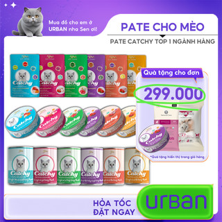Pate mèo catchy 400g, pate lon cho mèo đủ vị, pate catchy gói 70g