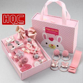 Hộp nơ 18 phụ kiện kẹp tóc phong cách Hàn Quốc cho bé HQC-016