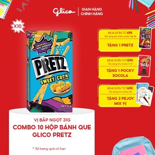 Combo 10 hộp Bánh que mặn nướng giòn Glico Pretz vị Bắp ngọt 31gr