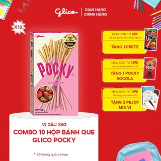 Combo 10 hộp Bánh que Glico Pocky vị Dâu 38gr