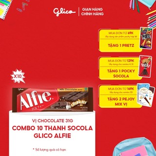 Combo 10 thanh Socola dạng thanh Glico Alfie 31gr