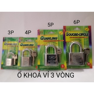 Ổ khóa cửa vỉ 3 vòng 30mm (3p) / 40mm (4p) /  50mm (5p) / 60mm (6p) dính chìa
