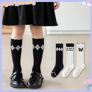 Set 5 Đôi Vớ Dài Qua Gối Màu Trắng Đen Đính Nơ Thời Trang Thu Đông Cho Bé Gái te75 LILIRIA