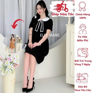 [BEST SELLER] ( 40kg - 95kg ) Đầm Bầu , Suông , Cổ Sen Đen , Khăn Quàng Viền , Form Dễ Mặc ,Siêu Mát