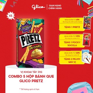 Combo 5 hộp Bánh que mặn nướng giòn Glico Pretz vị Khoai tây truyền thống 31gr