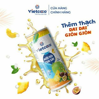1 lốc nước dừa trái cây vietcoco có thạch, date mới (6 lon x 240ml)