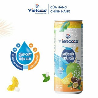1 lốc nước dừa trái cây vietcoco có thạch, date mới (6 lon x 240ml)