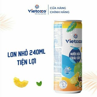 1 lốc nước dừa trái cây vietcoco có thạch, date mới (6 lon x 240ml)