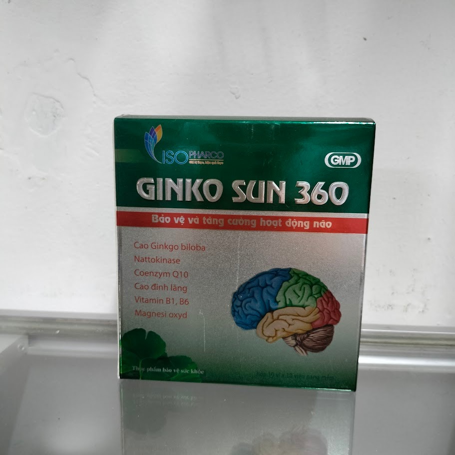 Hoạt huyết dưỡng não Ginko Sun 360 Ginkgo Biloba - Giảm đau đầu, chóng mặt, suy giảm trí nhớ, kém tậ