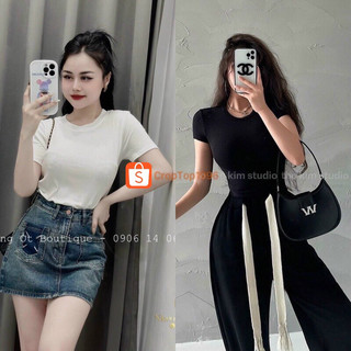 Áo thun nữ Basic cổ tròn cực dễ mix đồ đi chơi đi học A81