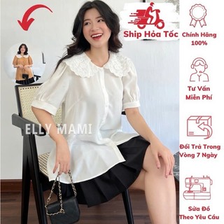 [BEST SELLER] ( 40kg - 95kg )Set Áo Bầu,Big Size Cổ Thêu Bèo Tay Phồng Form Dễ Mặc,Siêu Mát,Nhẹ Tênh