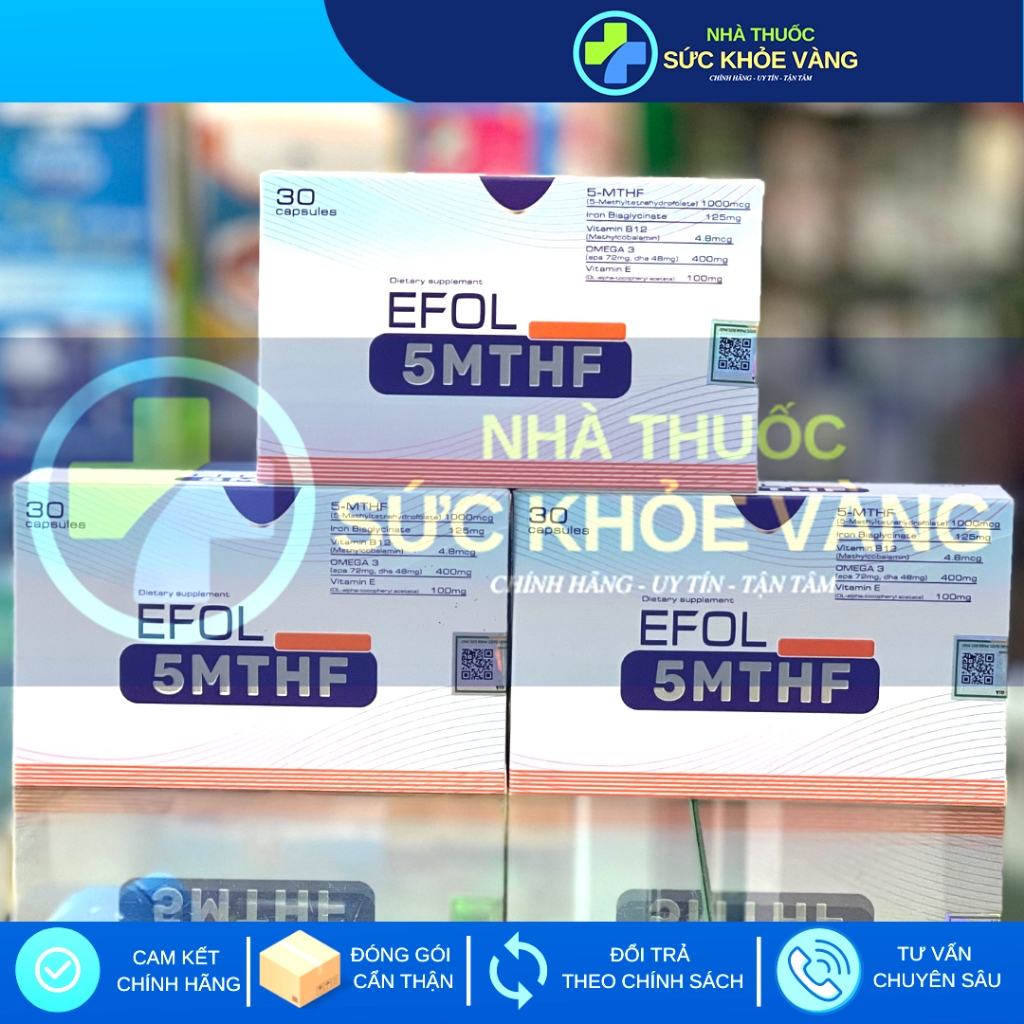 Viên Uống EFOL 5MTHF - Bổ Sung Dưỡng Chất, Chống Dị Tật Thai Nhi và Giảm Nguy Cơ Sảy Thai, Sinh Non 