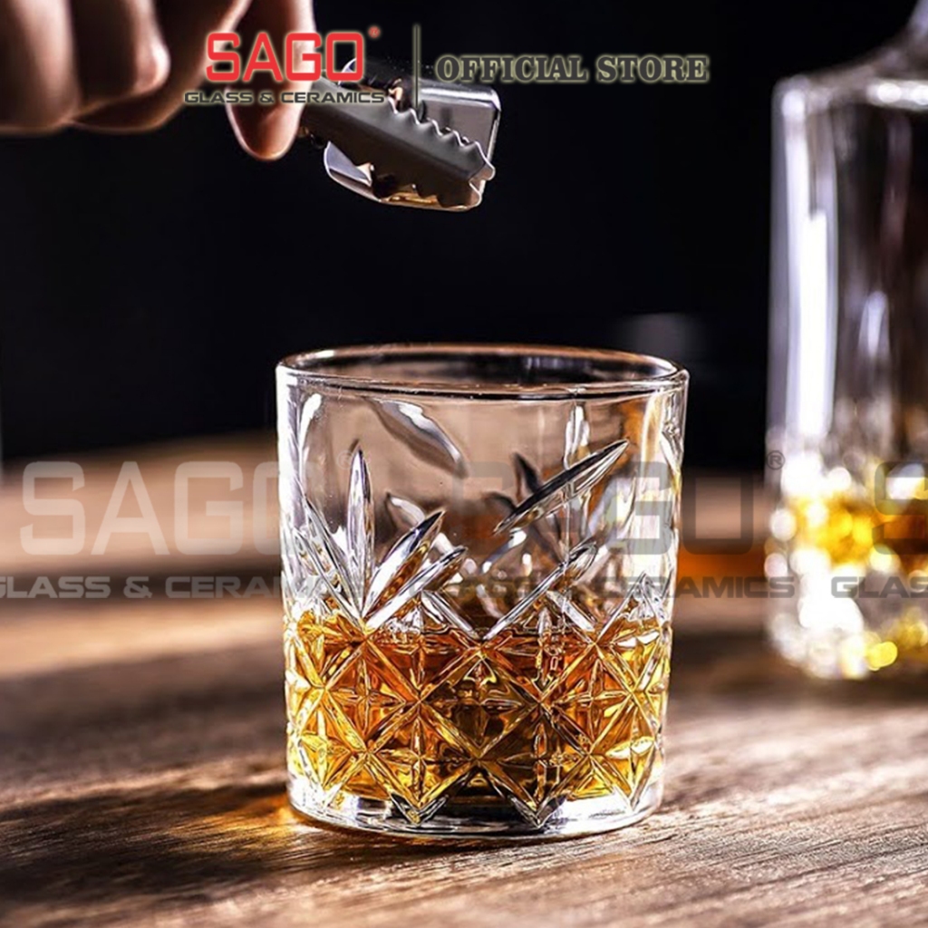 [ Hộp 06 ] Ly Thủy Tinh Whisky Rock 290ml, 310ml | Tùy Chọn Họa Tiết Trên Ly