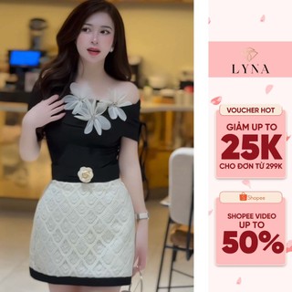 Set Áo Trễ Vai Đính Hoa Mix Chân Váy Ren Thanh Lịch LYNA D27 Mới Nhất