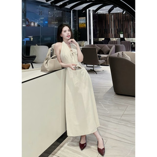 ĐẦM LINEN DÁNG DÀI CỘT NƠ NGỰC SIÊU XINH CỔ YẾM NƠ SAU PHONG CÁCH BASIC DỄ THƯƠNG DỊU DÀNG ĐỦ SIZE