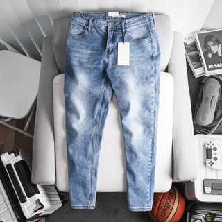 Quần jean bigsize nam xuất khẩu chất co giãn ống ôm nhẹ màu xanh bạc