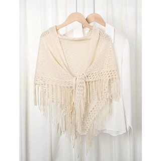 Khăn nữ đan, khăn choàng tam giác tua rua bohemian